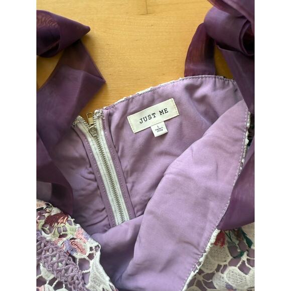 Just Me Purple Floral Lace Midi Dress - Picture 5 of 6